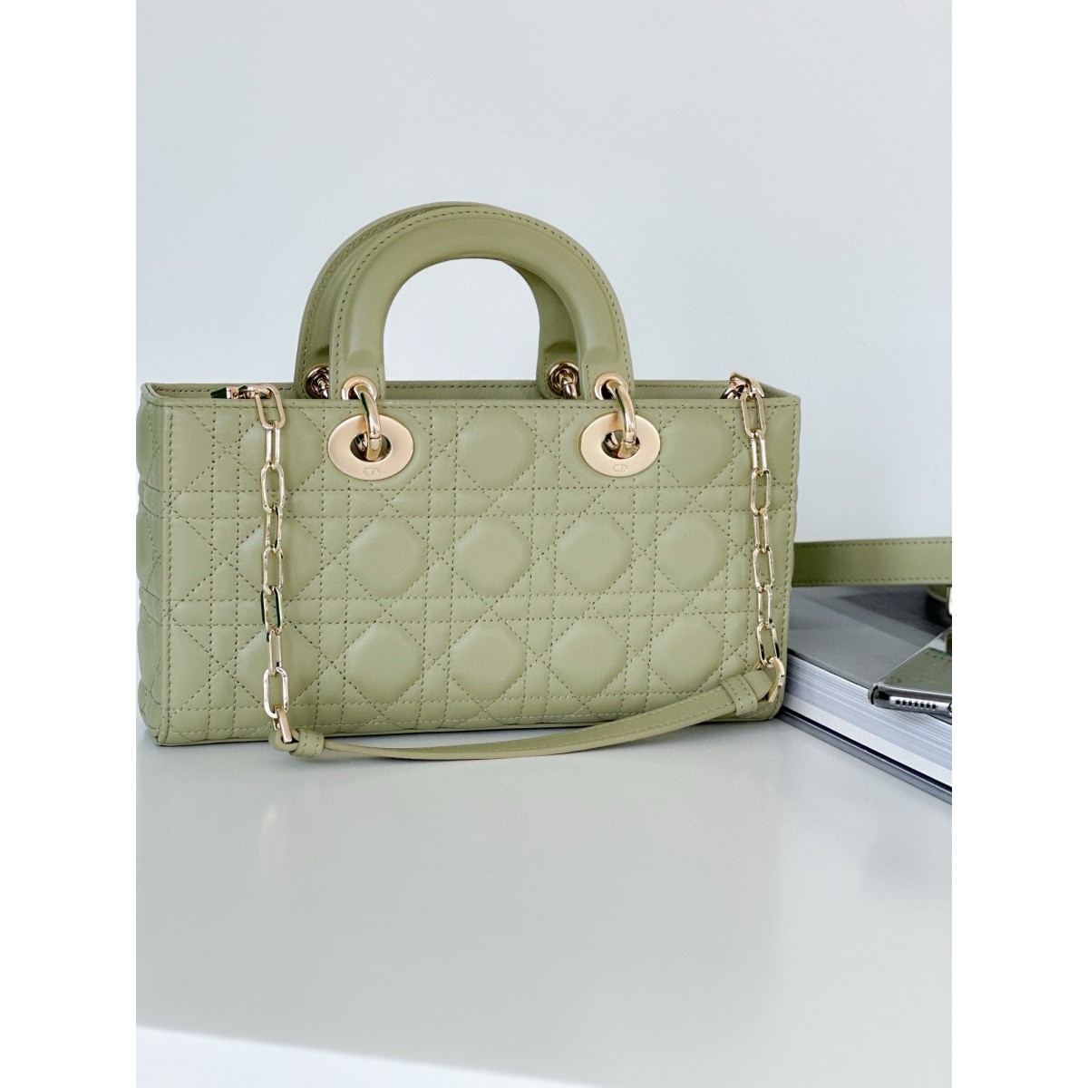 Dior Lady D-Joy Medium Bag In Ethereal Green Cannage Lambskin High Quality Replica