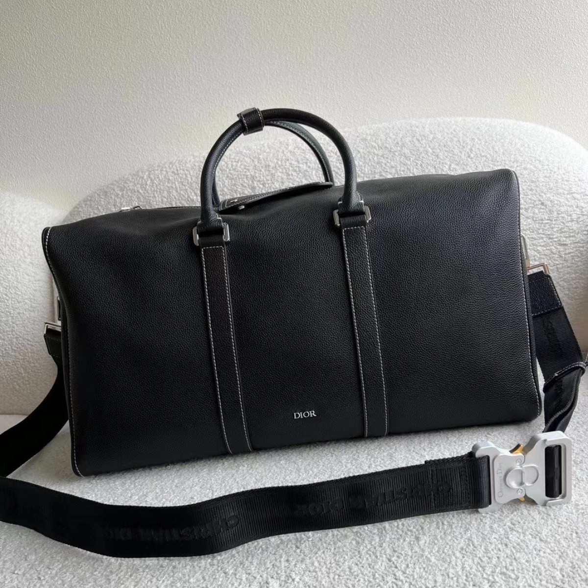 Dior Lingot 50 Duffle Bag In Black Grained Calfskin High Quality Replica